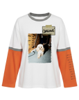 T-shirt doppia manica bianca/arancio