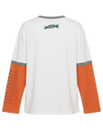 T-shirt doppia manica bianca/arancio