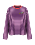 Maglia a  righe caramè viola