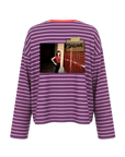 Maglia a  righe caramè viola