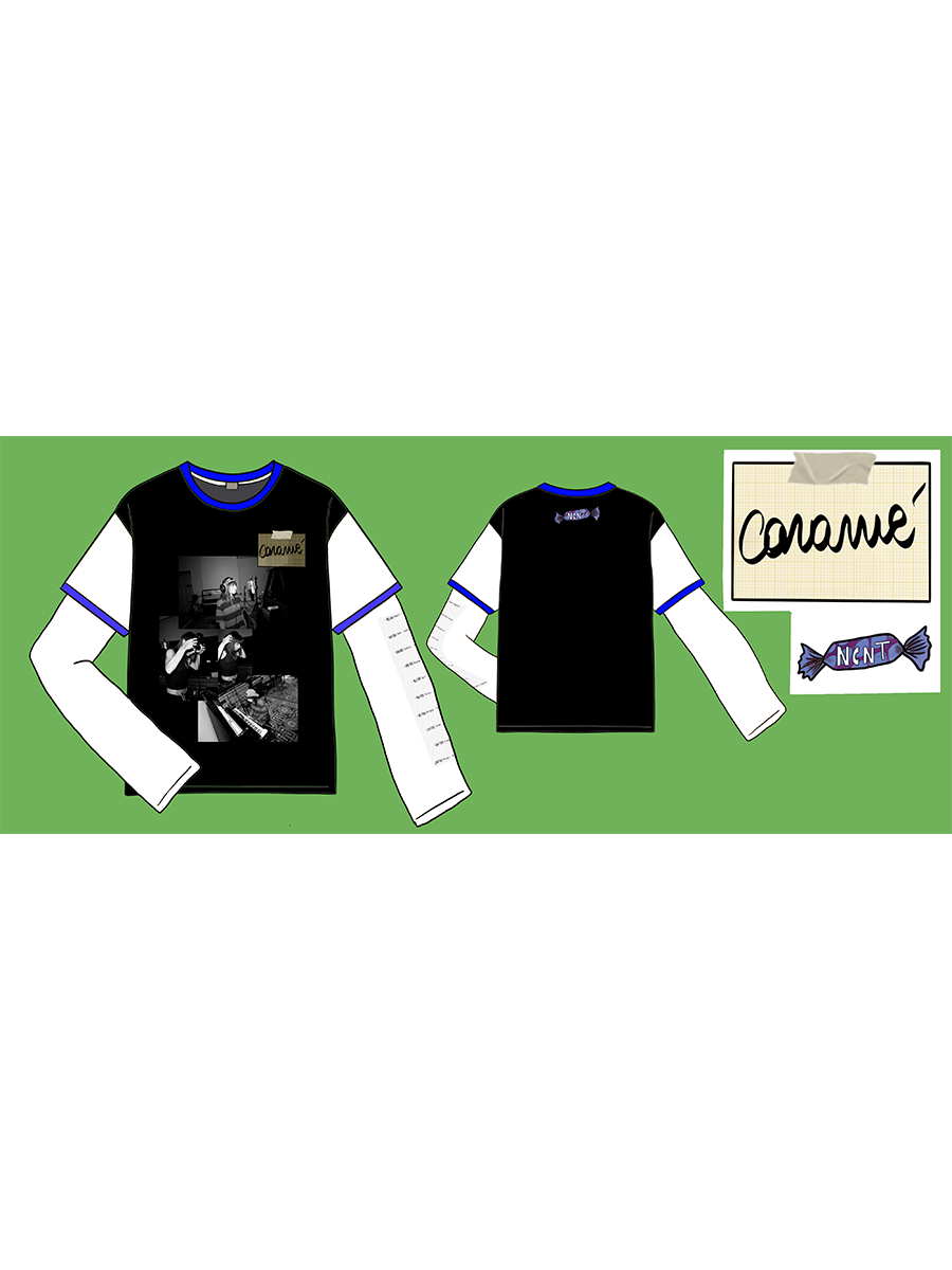 T-shirt doppia manica nera/bianca