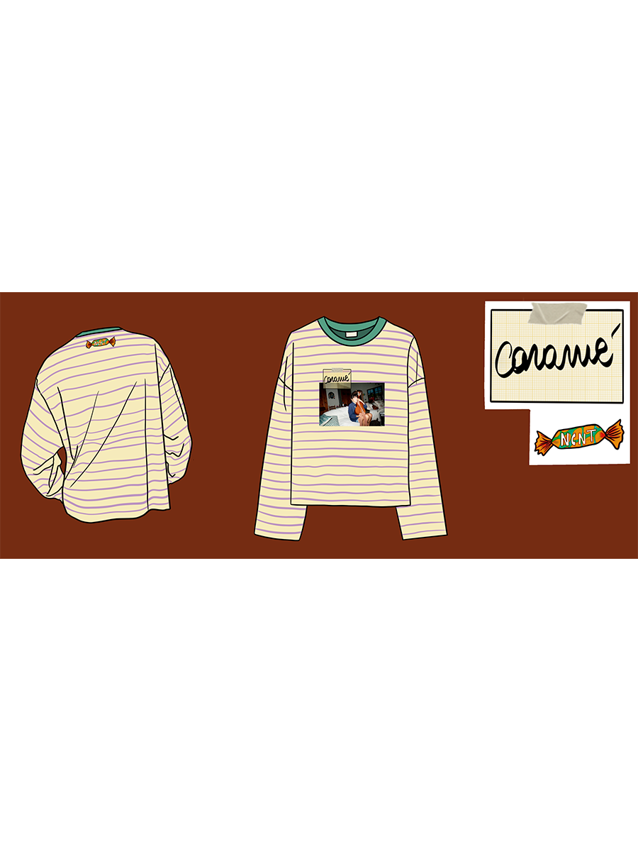 Maglia a righe caramè beige