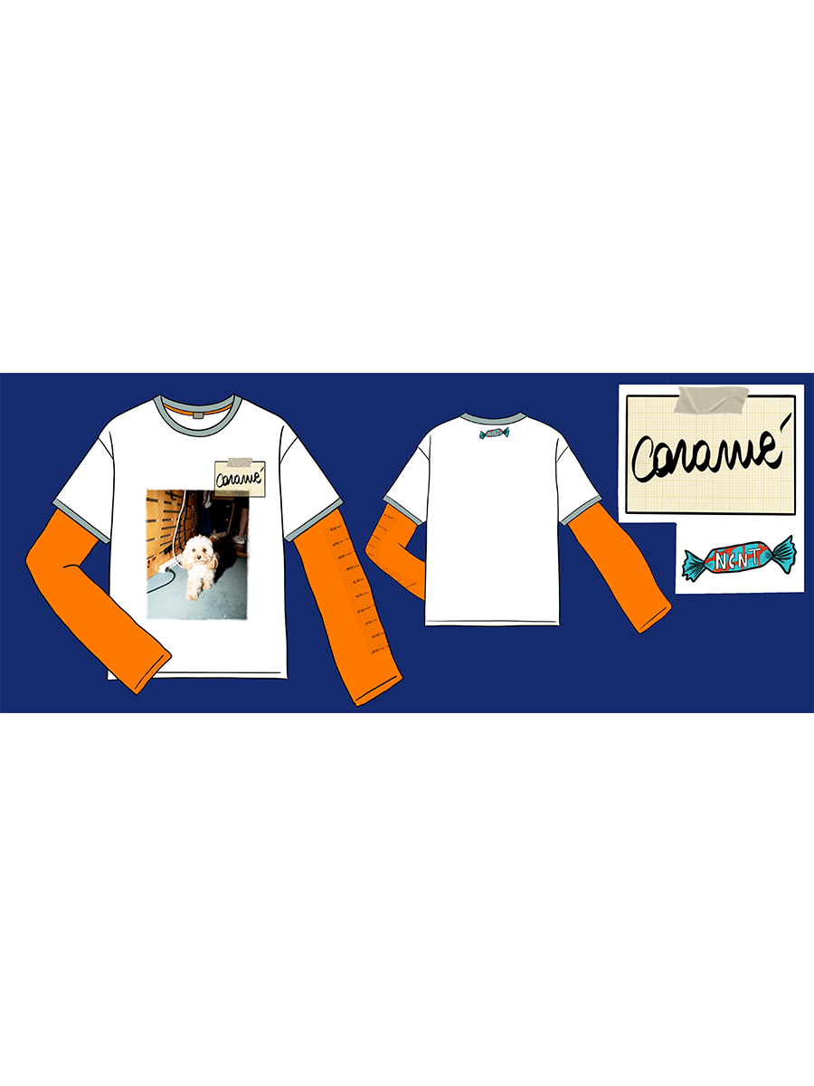 T-shirt doppia manica bianca/arancio