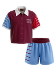 Completo Camicia + Shorts - Bordeaux/Celeste