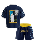Completo Camicia + Shorts - Giallo/Blu Navy